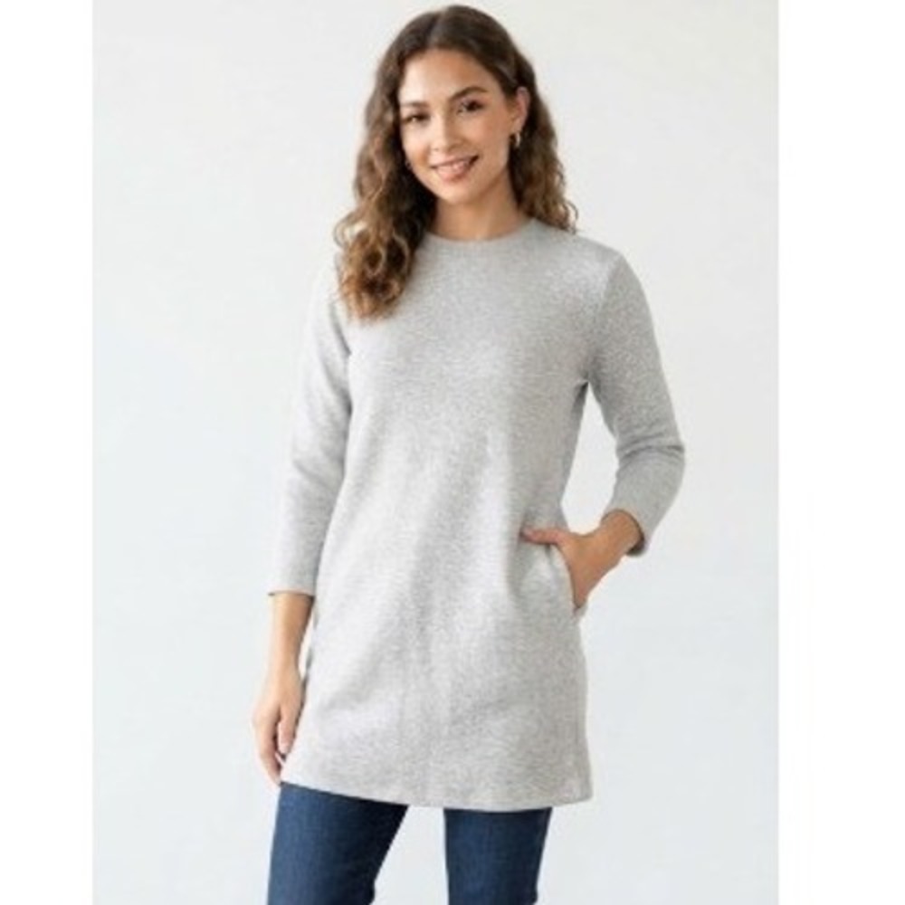 Zara Women's Sweatshirt Dress Size S Gray Crewneck Long Sleeve Tunic NWT